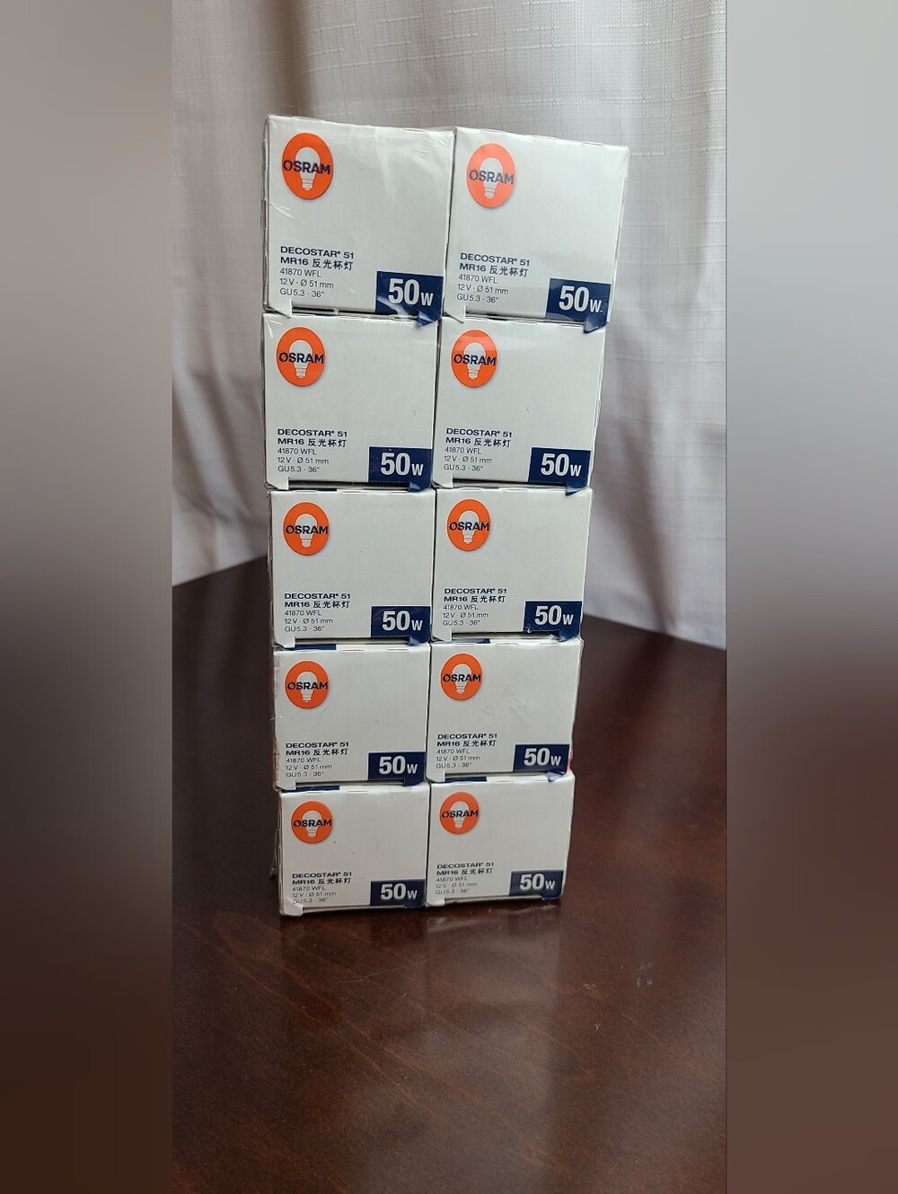 10 PACK OSRAM 50W 36Β° MR16 Decostar 51 41870 WFL Bi-Pin Gu5,3 12V